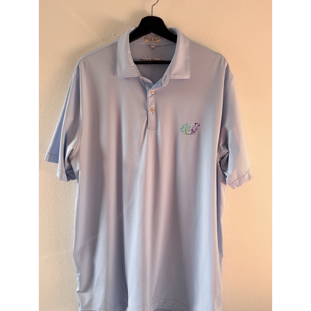 Peter Millar Summer Comfort Polo Shirt Men's XL Blue Stripe Golf TTF Golf